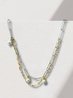 Lune dubbele schakelketting met parels