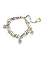 Luni dubbele schakelarmband met parels