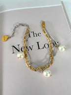 Luni dubbele schakelarmband met parels