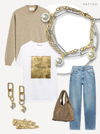 Luni dubbele schakelarmband met parels