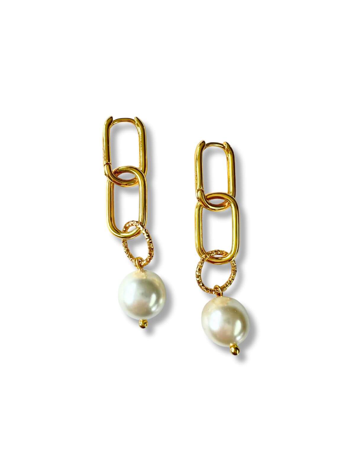 Lupa 925 zilveren oorringen met parel verguld