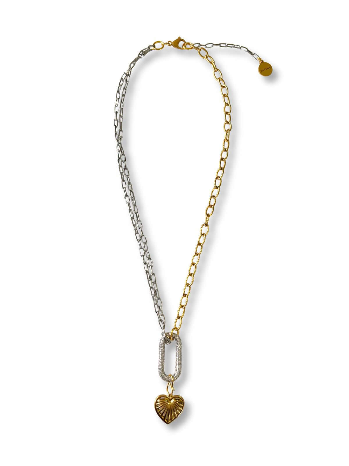 Lusy schakelketting met zirkonia en hart