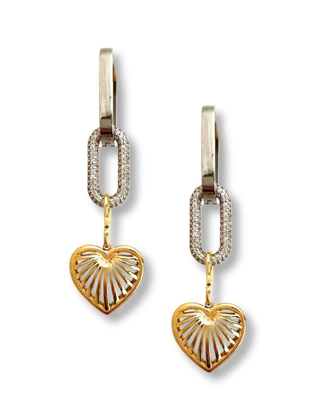 Lutz oorbellen met zirkonia en hart bedel