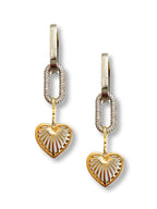 Lutz oorbellen met zirkonia en hart bedel