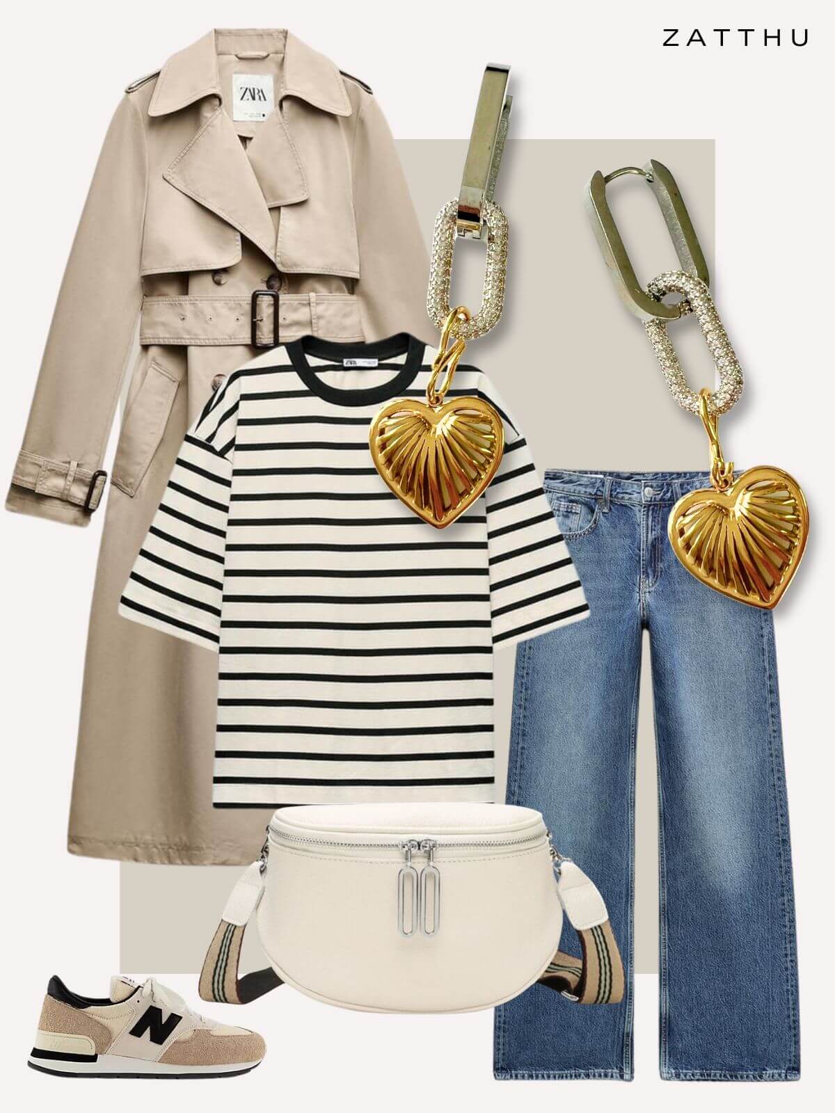 Lutz oorbellen met zirkonia en hart bedel