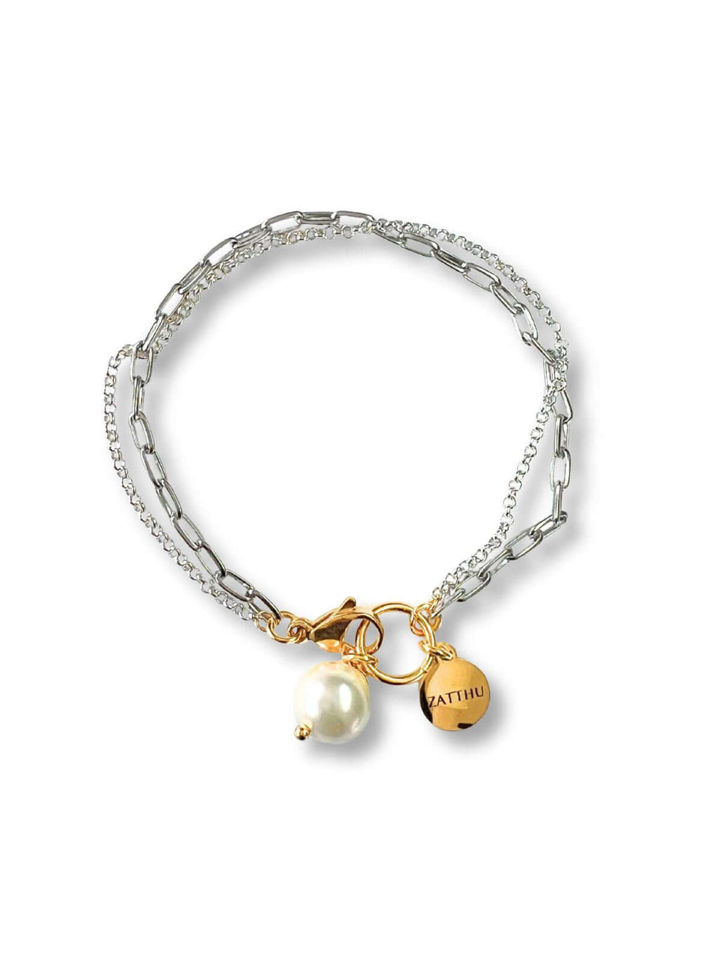 Luus dubbele schakelarmband met parel hanger