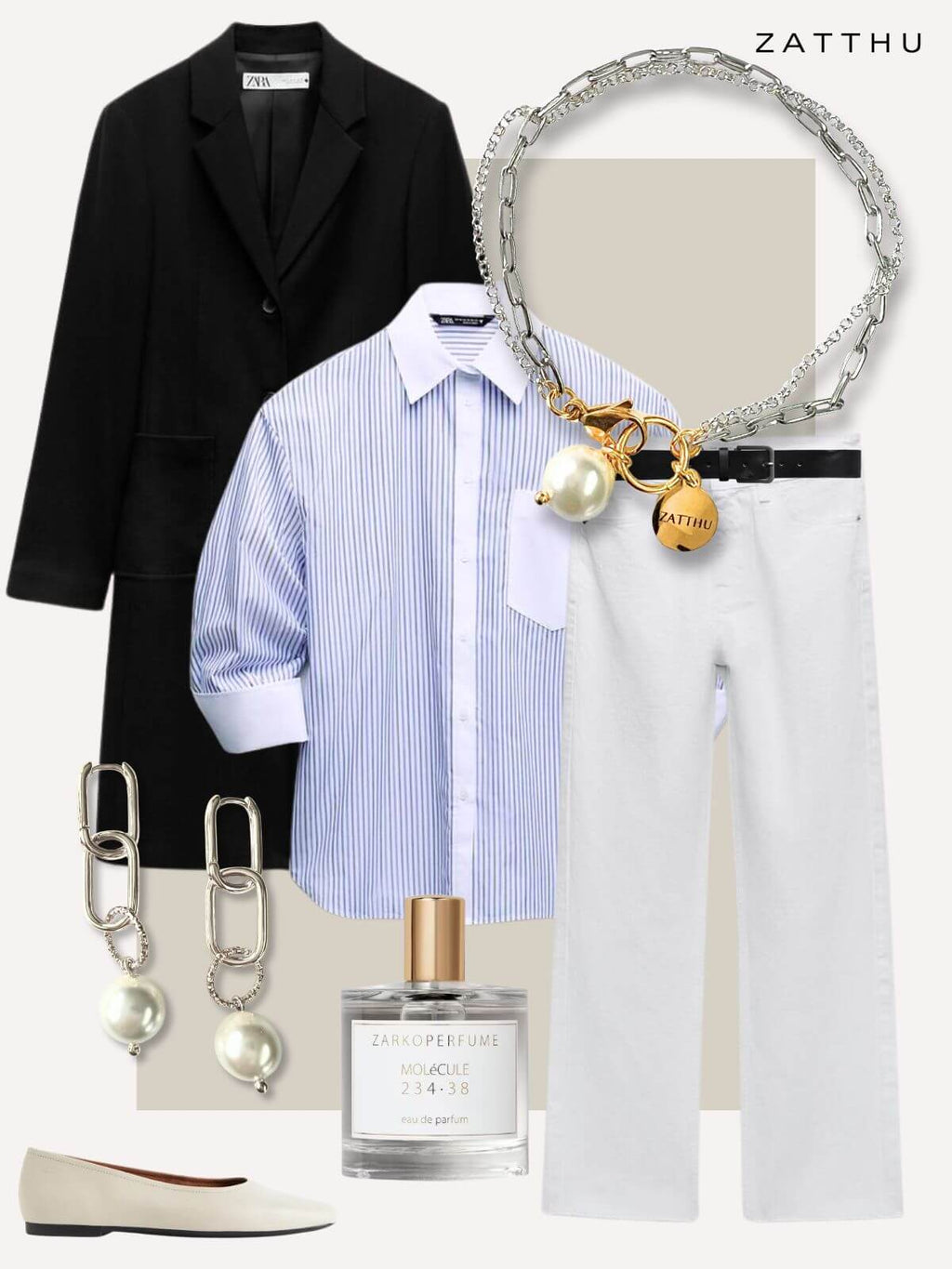 Luus dubbele schakelarmband met parel hanger