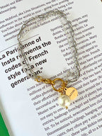 Luus dubbele schakelarmband met parel hanger