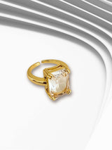 Lyen statement ring met kristal - goud