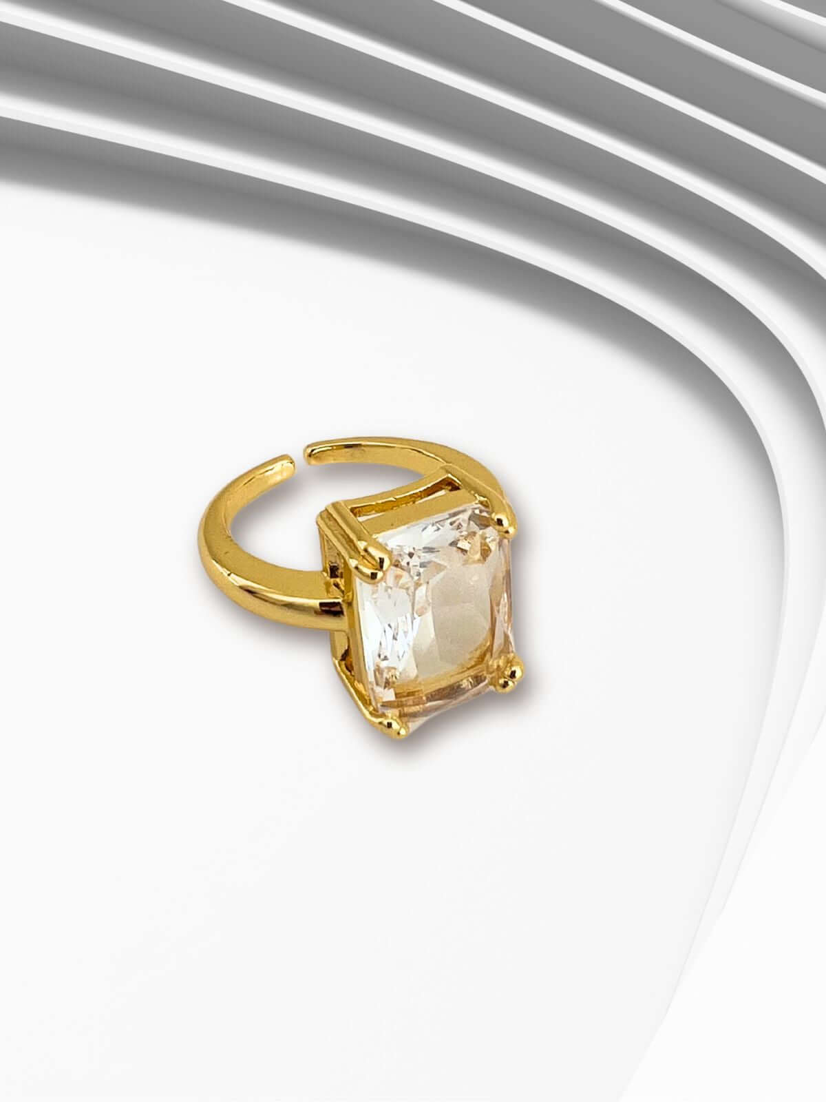 Lyen statement ring met kristal - goud