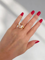 Lyen statement ring met kristal - goud