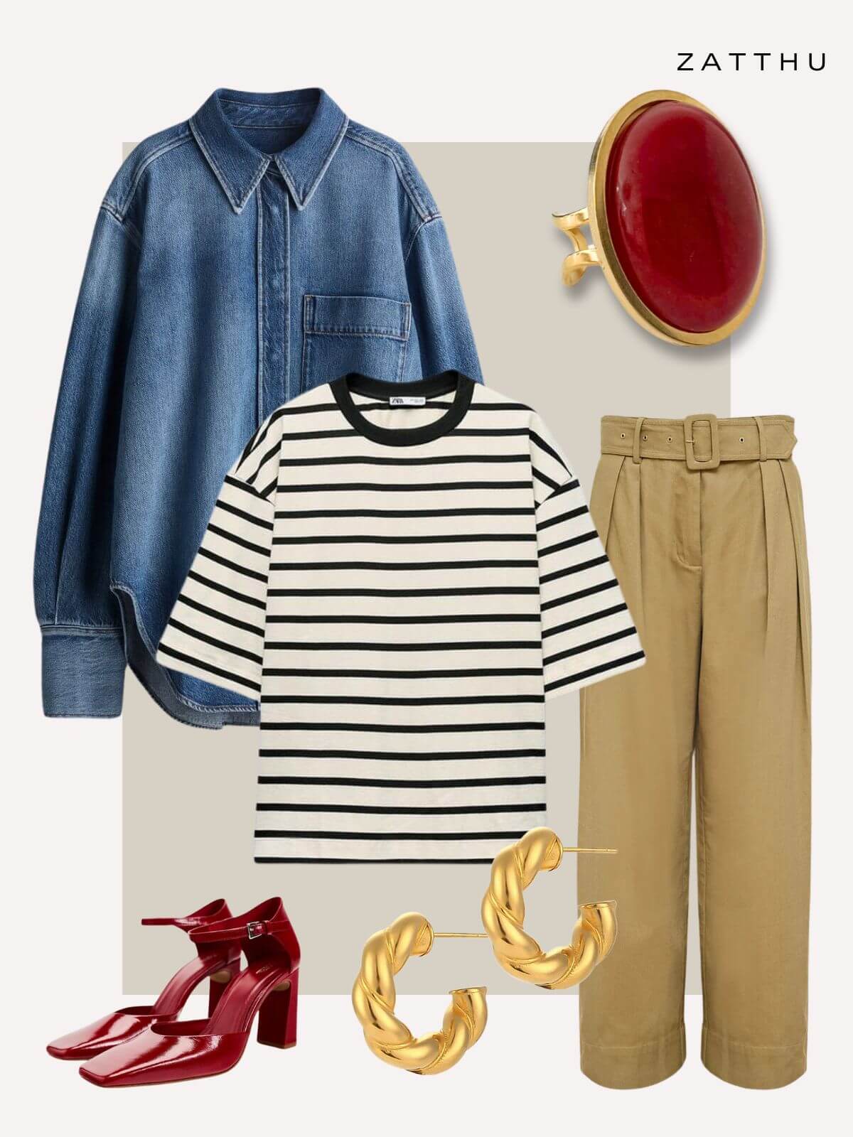 Lyla statement ring met rode agaat steen - goud