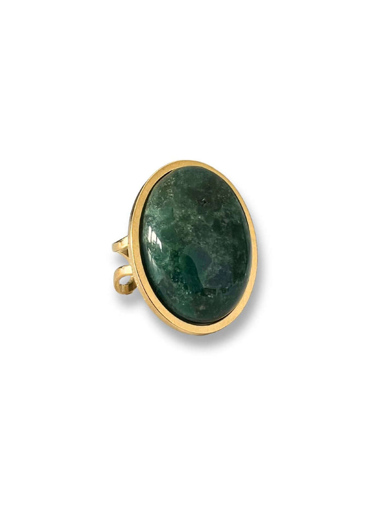 Lynn statement ring met groene agaat steen - goud