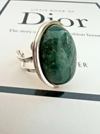 Lynn statement ring met groene agaat steen - zilver