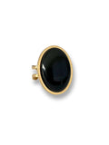 Lyzz statement ring met zwarte agaat steen - goud