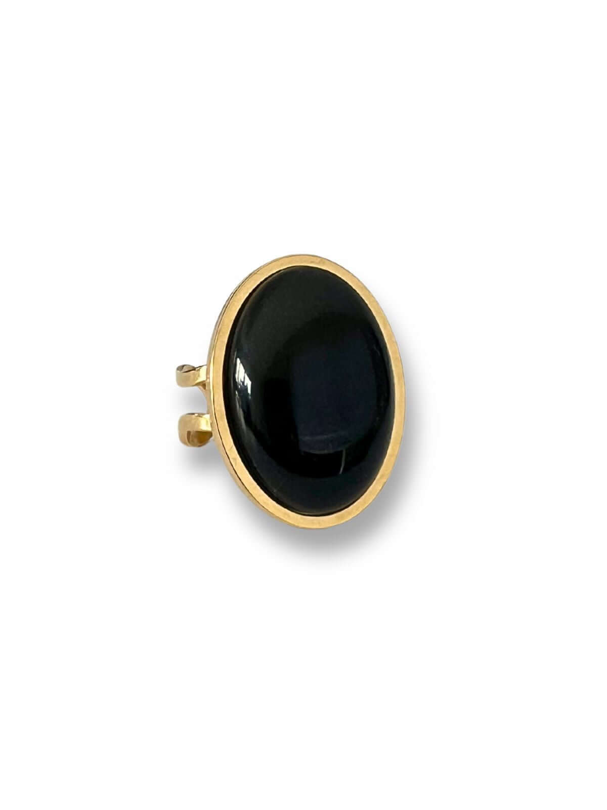 Lyzz statement ring met zwarte agaat steen - goud