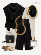 Lyzz statement ring met zwarte agaat steen - goud