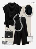 Lyzz statement ring met zwarte agaat steen - zilver