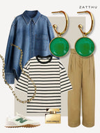 Maan gouden oorringen met groene agaat