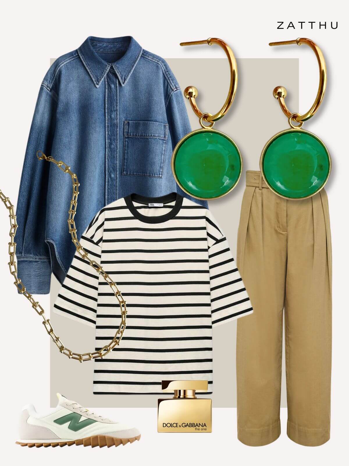 Maan gouden oorringen met groene agaat