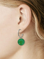 Maay zilveren oorringen met groene agaat