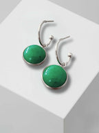 Maay zilveren oorringen met groene agaat