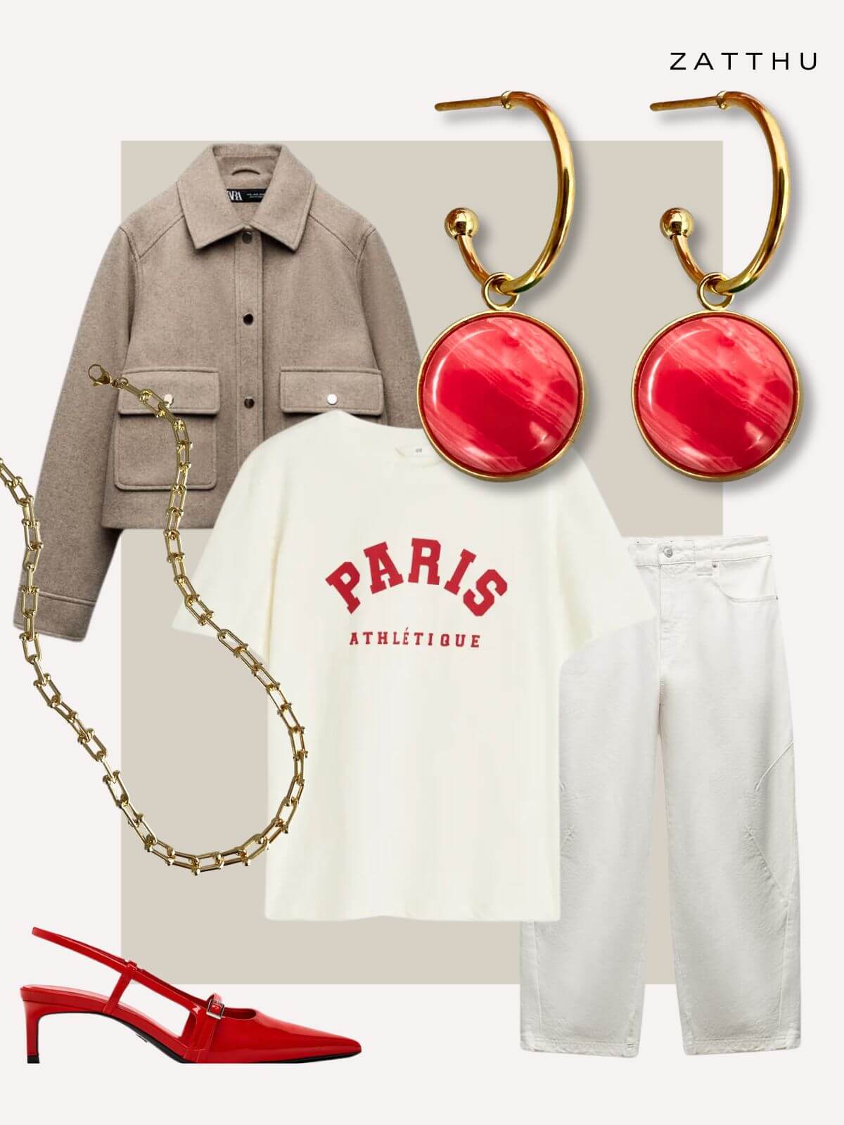 Mace gouden oorringen met lichtrode agaat