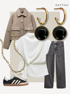 Mack gouden oorringen met zwarte agaat