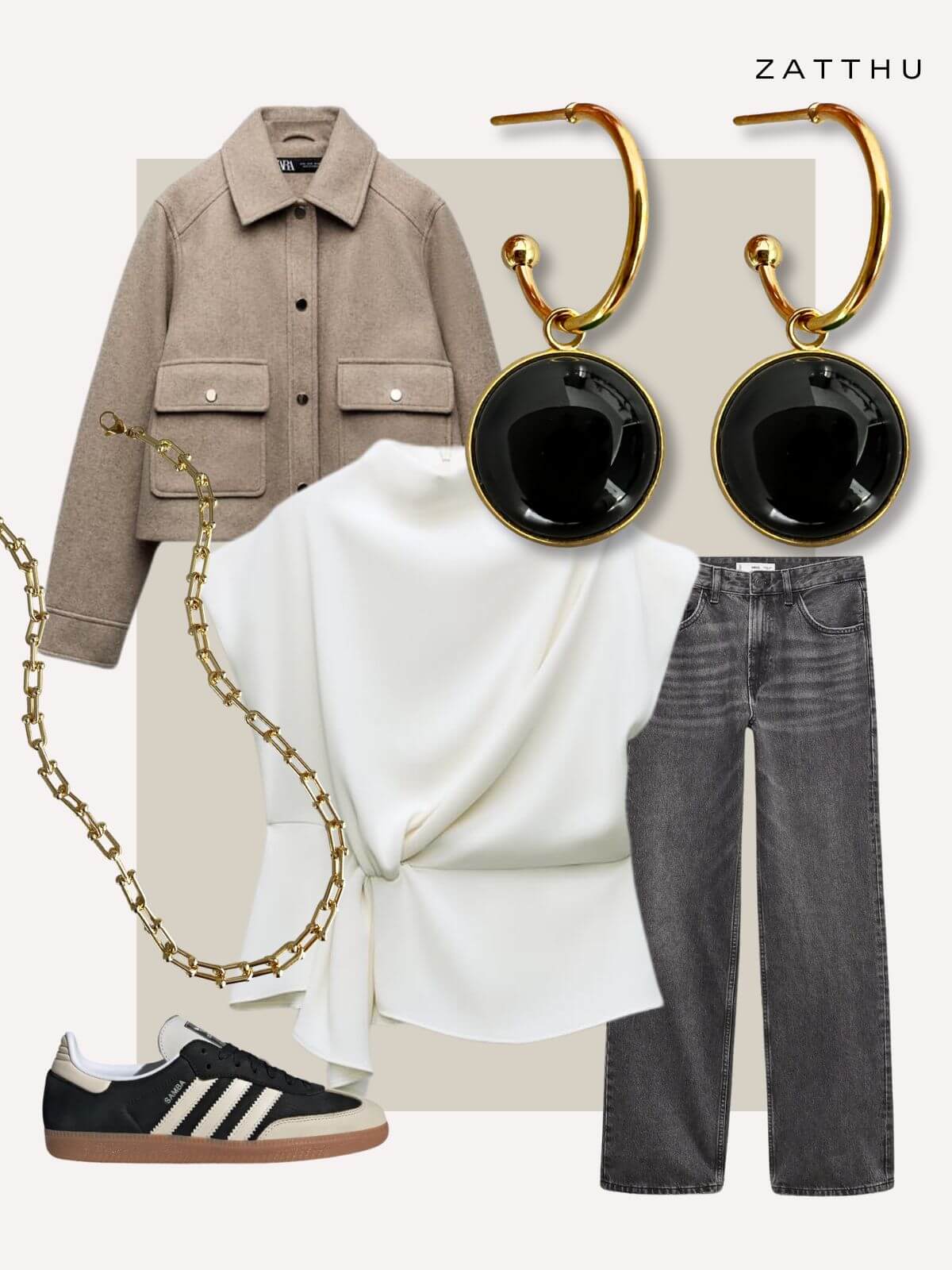 Mack gouden oorringen met zwarte agaat