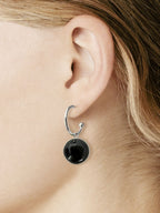 Madé zilveren oorringen met zwarte agaat