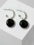 Madé zilveren oorringen met zwarte agaat