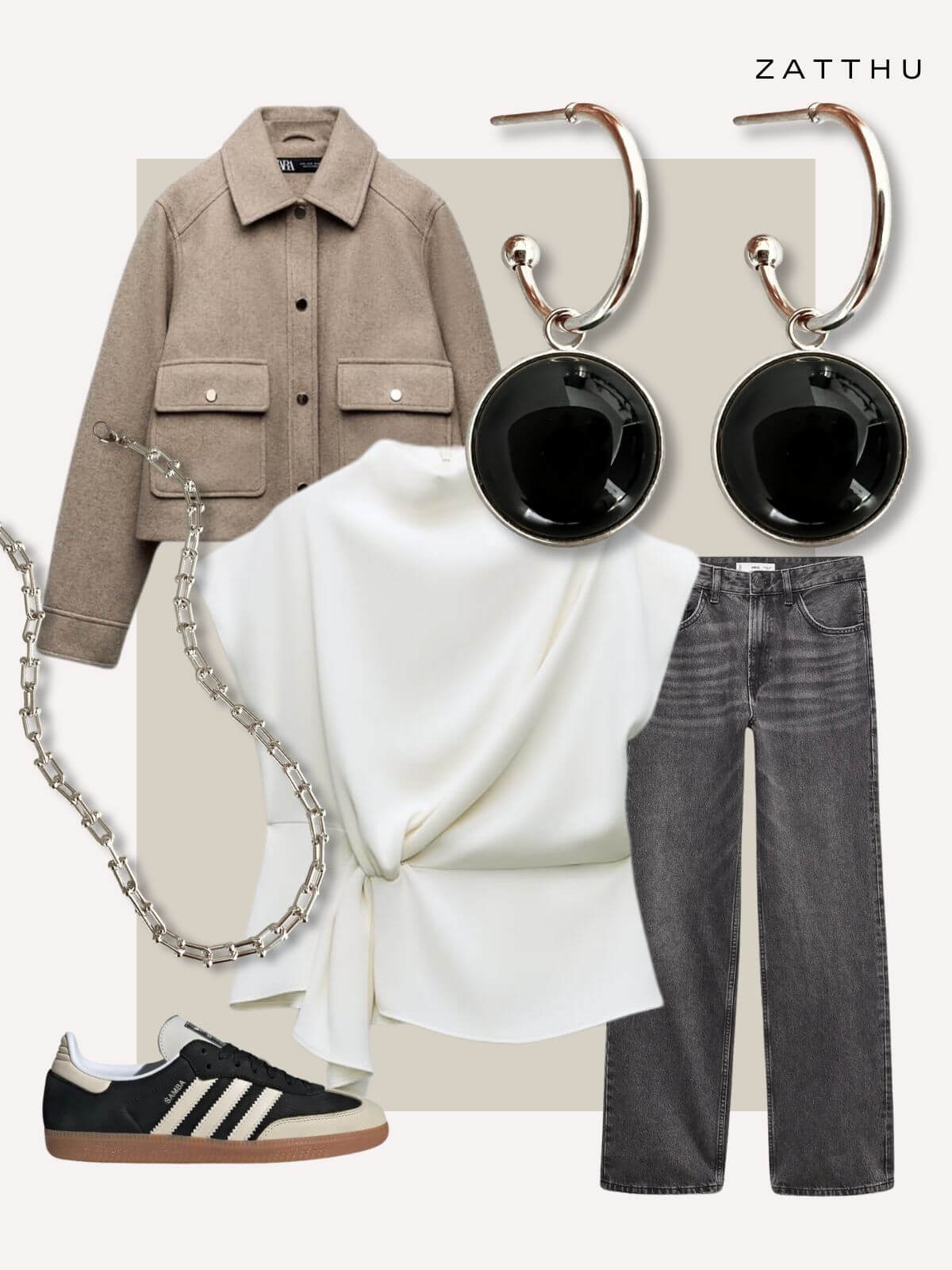 Madé zilveren oorringen met zwarte agaat