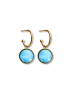 Maes gouden oorringen met lichtblauwe steen