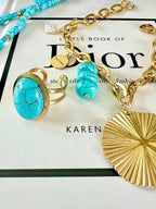 Malu statement ring met turquoise steen