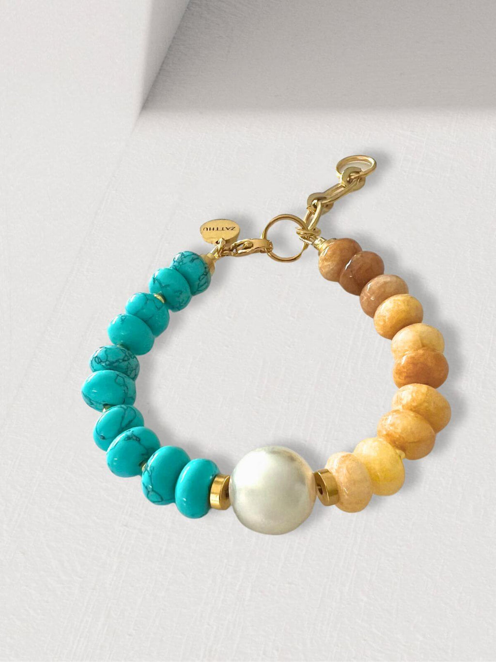 Mani statement armband van natuursteen