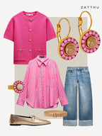 Manu roze oorbellen met steen en kristal