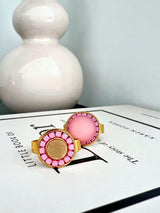 Mari roze statement ring met steen en kristal
