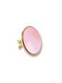 Meda statement ring met roze agaat steen in goud. Luxueus sieraad voor elegante en verfijnde stijl.