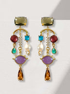 Minte statement oorbellen met kristal en parel - Zatthu Jewelry