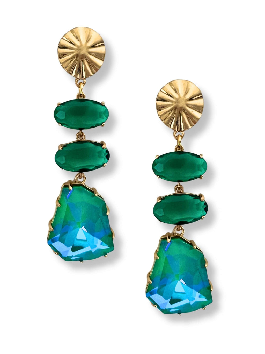 Groene kristallen oorbellen Miya - moeiteloze elegantie