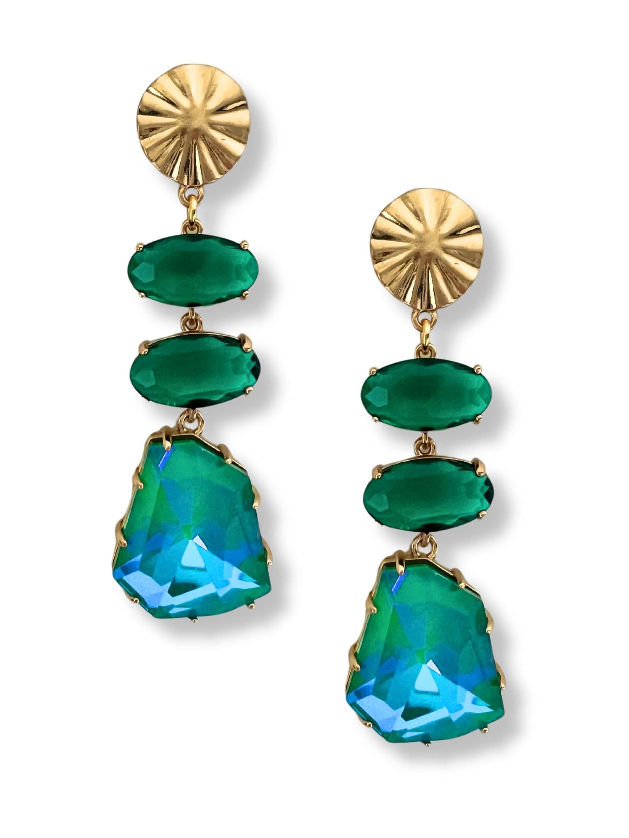 Groene kristallen oorbellen Miya - moeiteloze elegantie