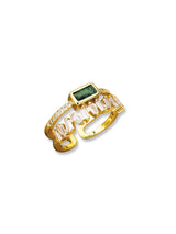 Mose dubbele ring met groen kristal - opvallende sieraden van Zatthu Jewelry