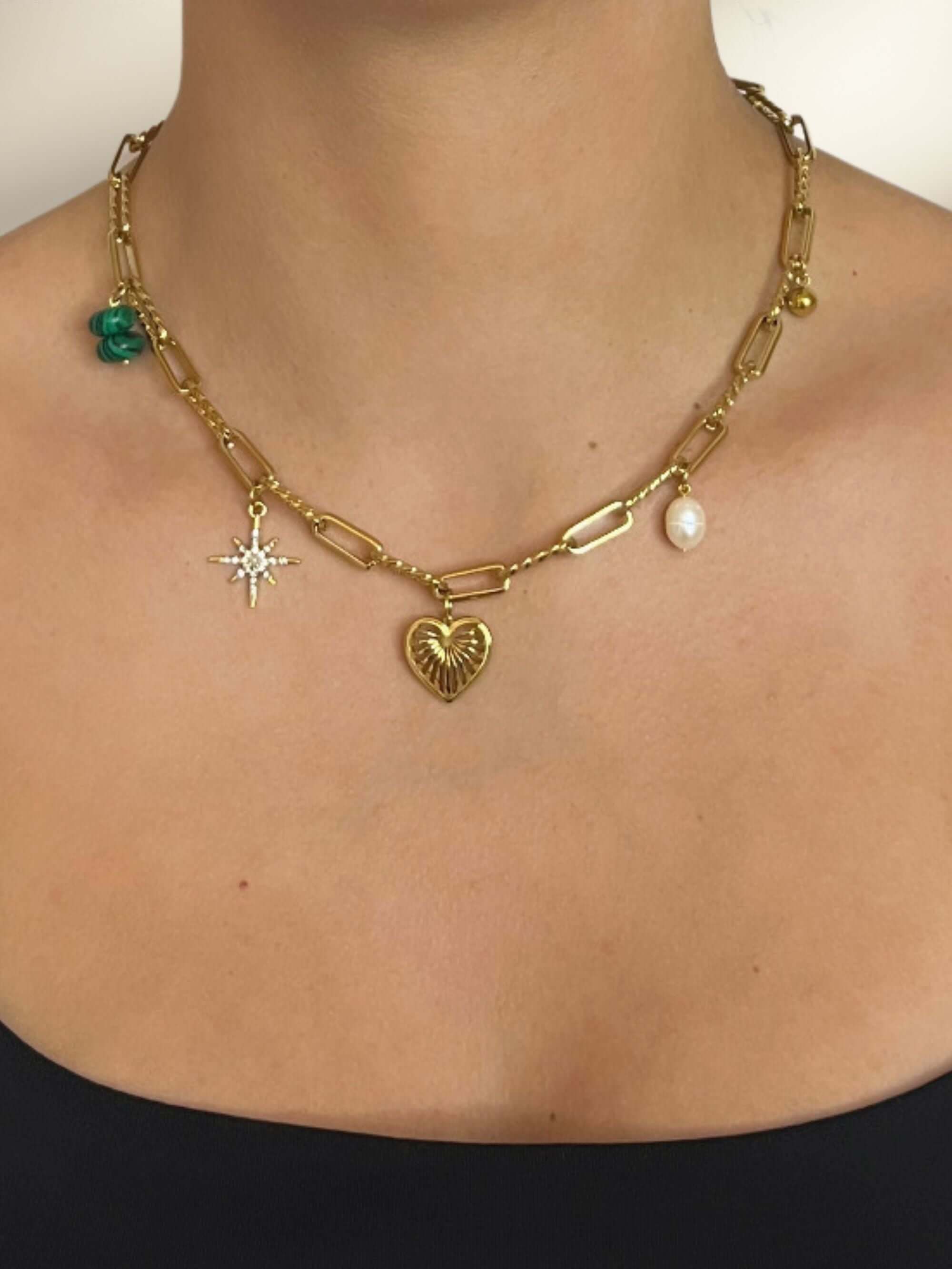 Stoere schakelketting met bedels Moya - Zatthu Jewelry