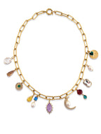 Vrouwelijke schakelketting met kleurrijke bedels - Mina van Zatthu Jewelry