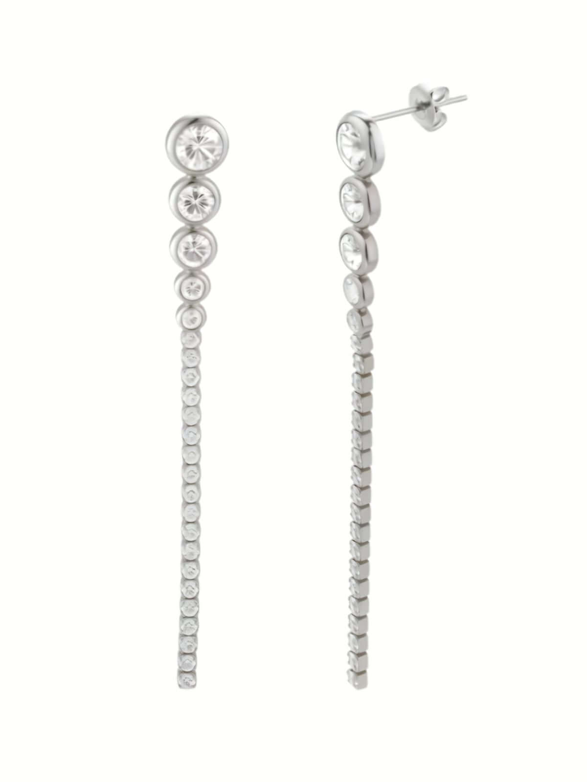 Zilverkleurige oorbellen met zirkonia voor dames