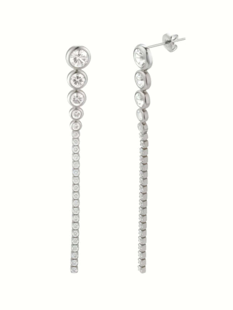 Zilverkleurige oorbellen met zirkonia voor dames