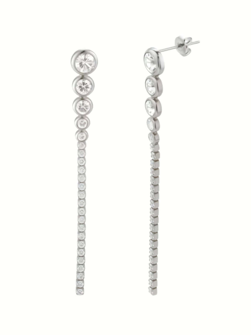 Zilverkleurige oorbellen met zirkonia voor dames