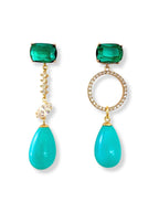 Nada statement oorbellen met turquoise druppel – Zatthu Jewelry