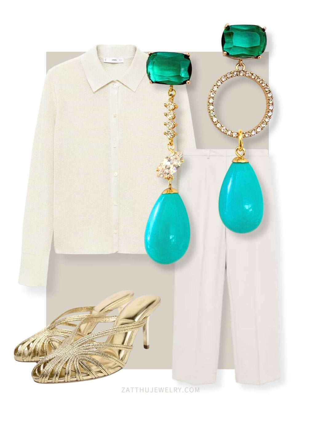 Opvallende turquoise statement oorbellen Nada – lichtgewicht en elegant