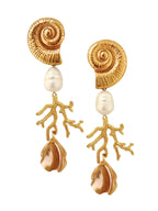 Goudkleurige statement oorbellen met schelp voor dames